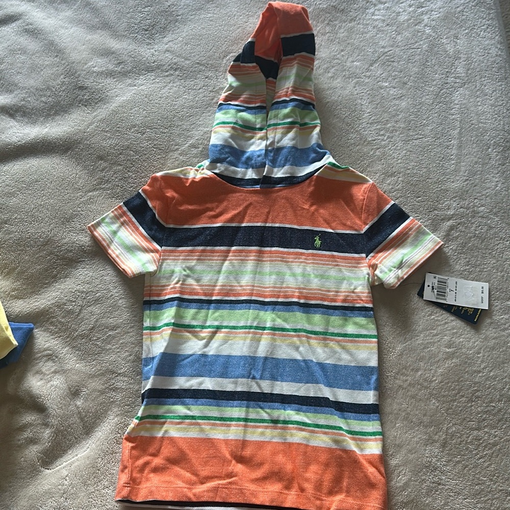 Polo Ralph Lauren Striped Cotton Mesh Hooded Tee and shorts